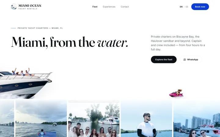 Miami Ocean Yacht Rental website