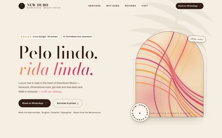 The New Dubo Miami salon page