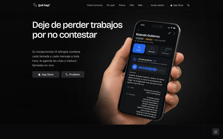 Qué hay? landing page