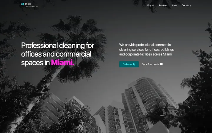 The Riax Cleaning Services home page